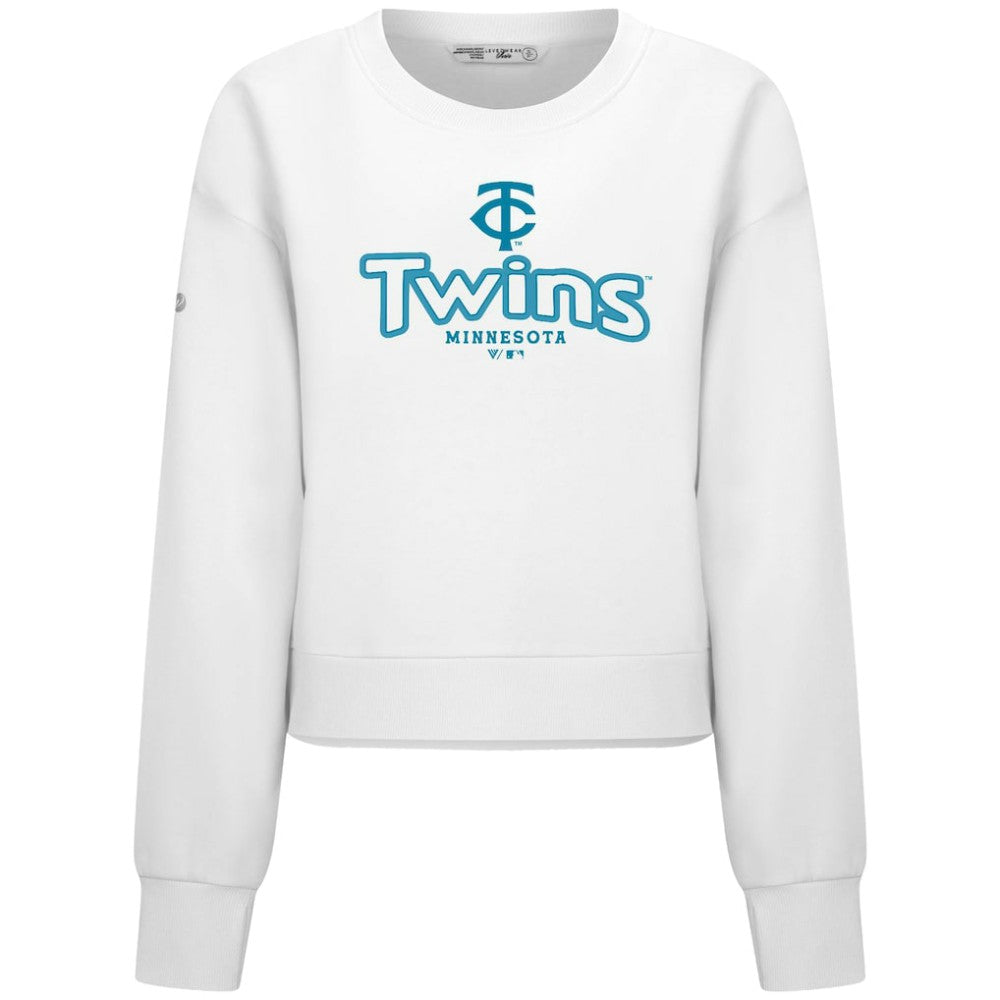 Minnesota Twins Levelwear Women's Judd Cornerstone Cropped Sweatshirt White