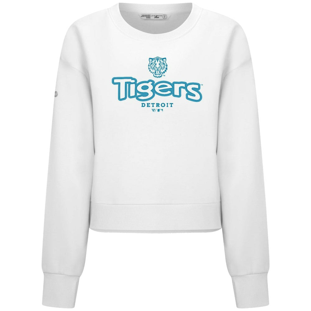 Detroit Tigers Levelwear Women's Judd Cornerstone Cropped Sweatshirt White