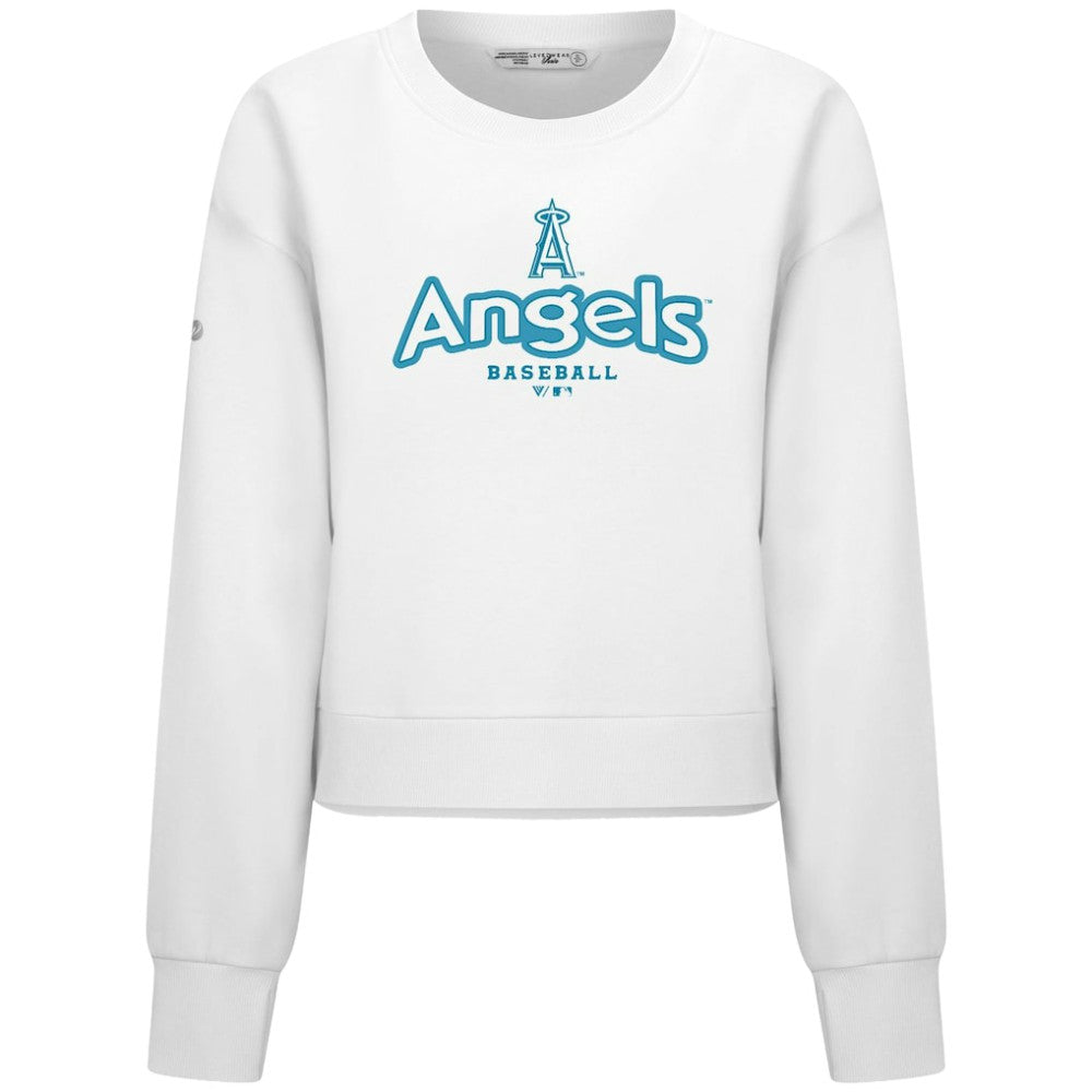 Los Angeles Angels Levelwear Women's Judd Cornerstone Cropped Sweatshirt White