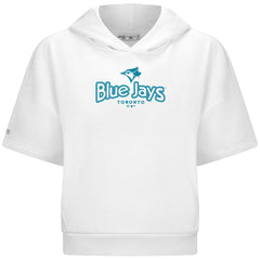 Toronto Blue Jays Levelwear Women's Amber Short Sleeve Cornerstone Hoodie White