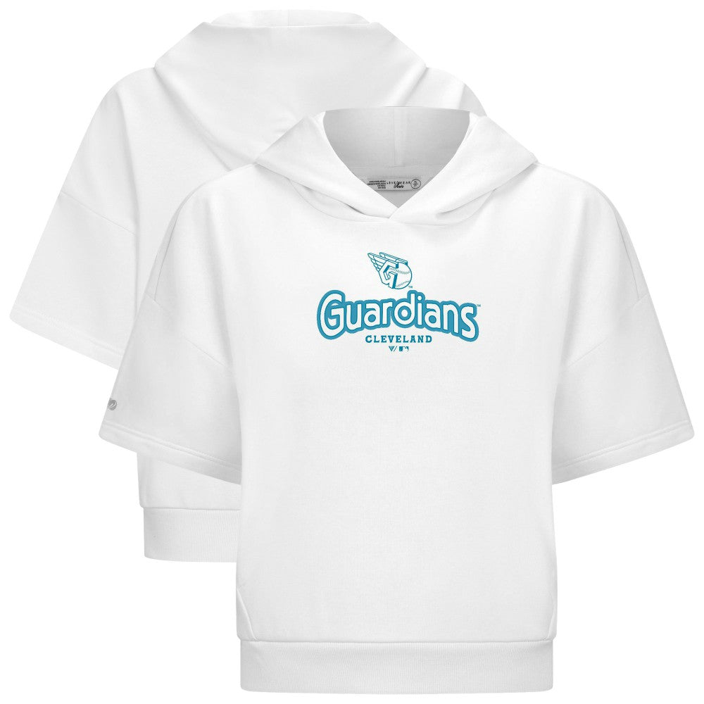 Cleveland Guardians Levelwear Women's Amber Short Sleeve Cornerstone Hoodie White