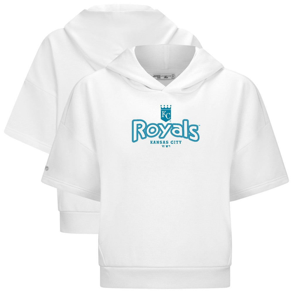 Kansas City Royals Levelwear Women's Amber Short Sleeve Cornerstone Hoodie White