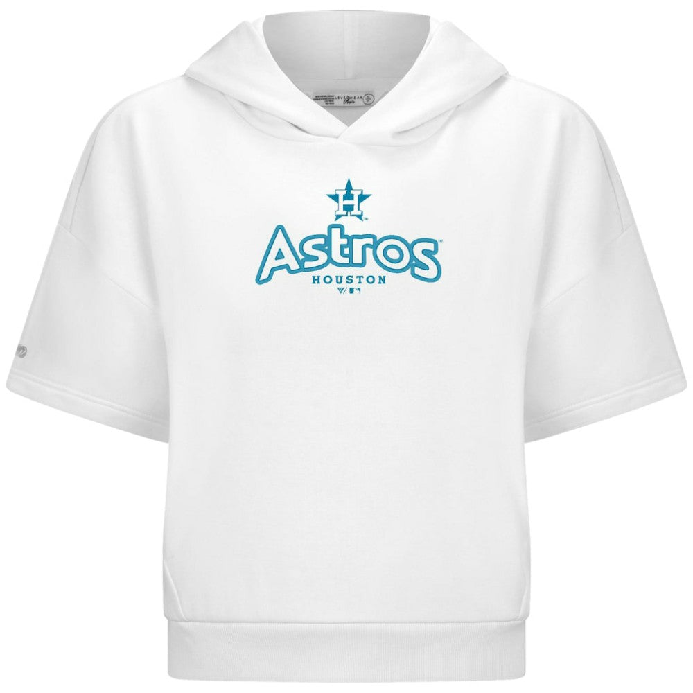 Houston Astros Levelwear Women's Amber Short Sleeve Cornerstone Hoodie White