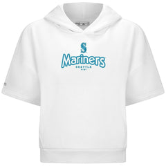 Seattle Mariners Levelwear Women's Amber Short Sleeve Cornerstone Hoodie White