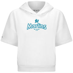 Miami Marlins Levelwear Women's Amber Short Sleeve Cornerstone Hoodie White