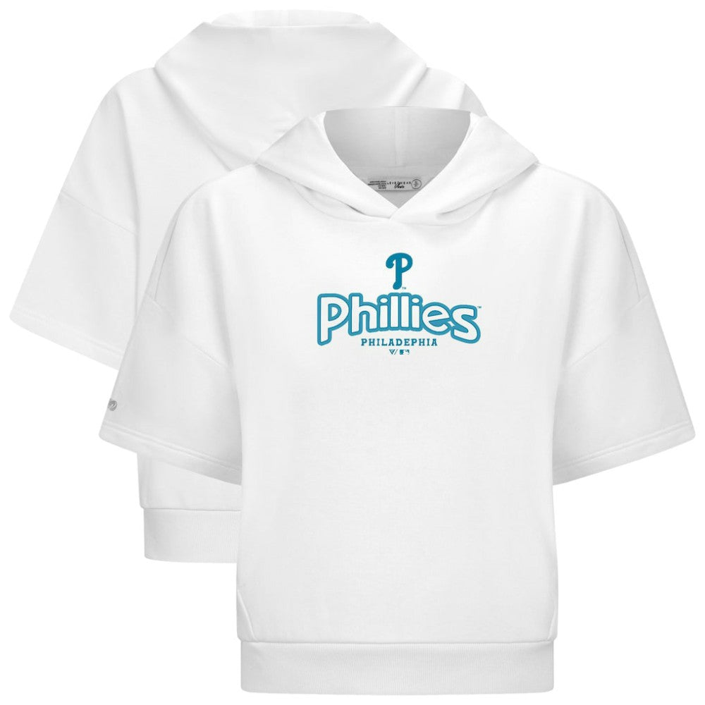 Philadelphia Phillies Levelwear Women's Amber Short Sleeve Cornerstone Hoodie White