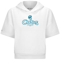 Chicago Cubs Levelwear Women's Amber Short Sleeve Cornerstone Hoodie White