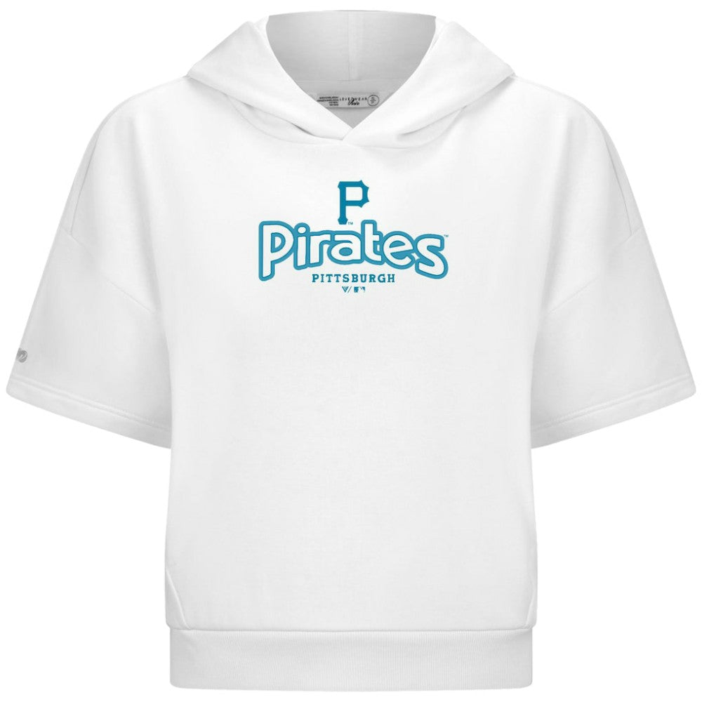 Pittsburgh Pirates Levelwear Women's Amber Short Sleeve Cornerstone Hoodie White