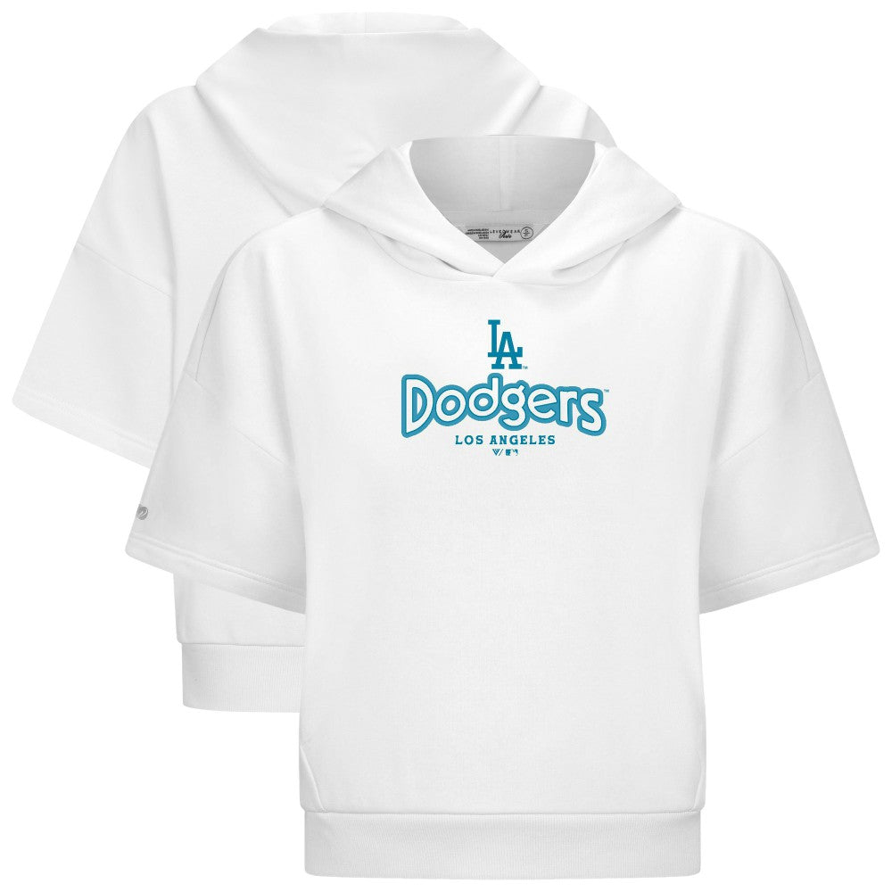 Los Angeles Dodgers Levelwear Women's Amber Short Sleeve Cornerstone Hoodie White