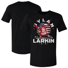 Dylan Larkin US Men's Hockey 500 Level Flag T-Shirt - Black T-shirts