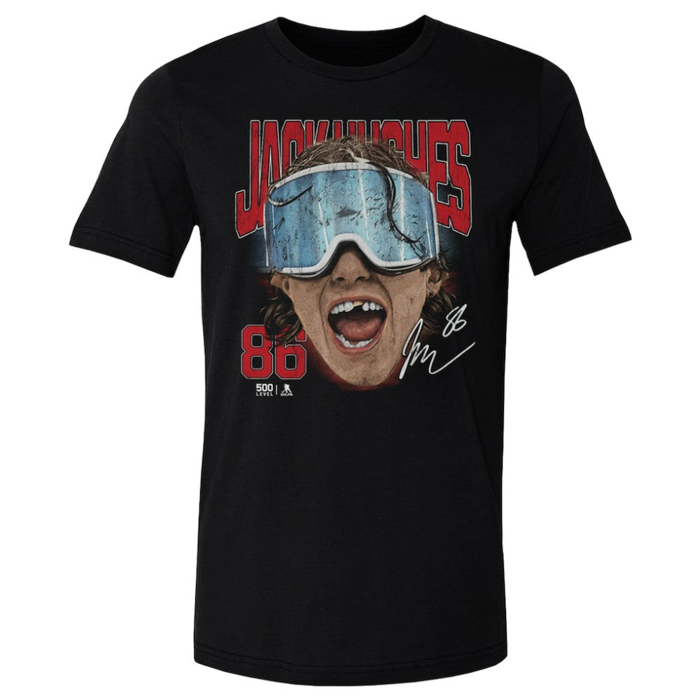 Jack Hughes US Men's Hockey 500 Level Goggles T-Shirt - Black T-shirts
