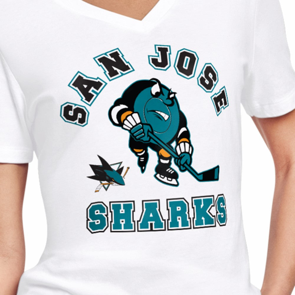 San Jose Sharks Starter Women's Tough Puck T-Shirt - White T-shirts