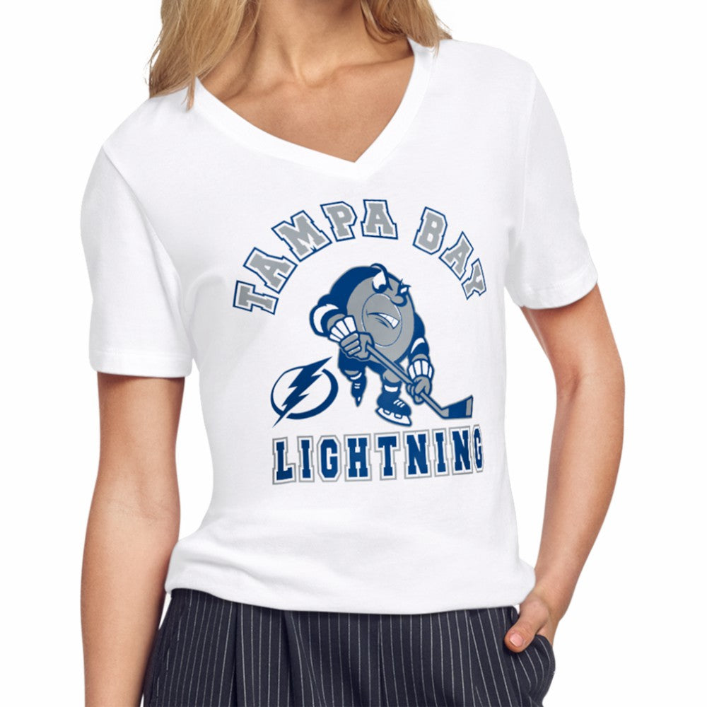 Tampa Bay Lightning Starter Women's Tough Puck T-Shirt - White T-shirts