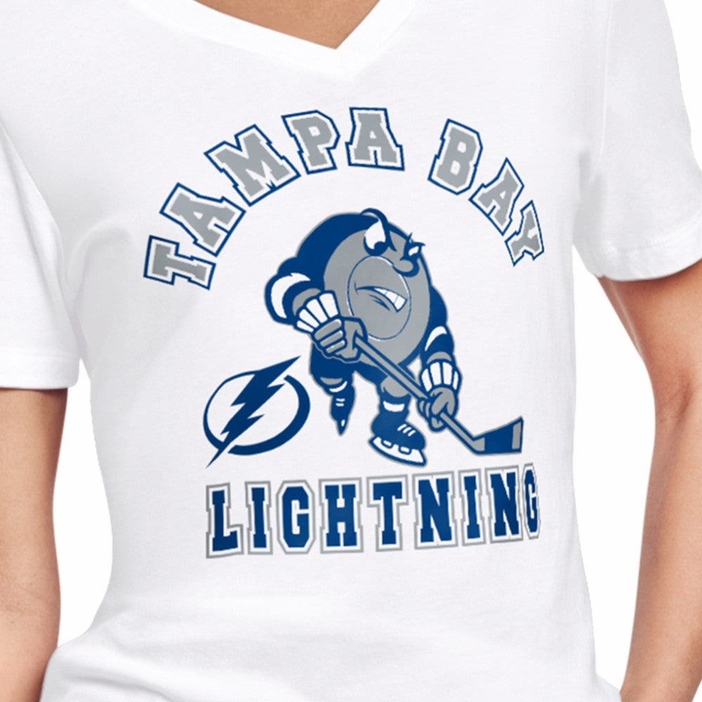 Tampa Bay Lightning Starter Women's Tough Puck T-Shirt - White T-shirts