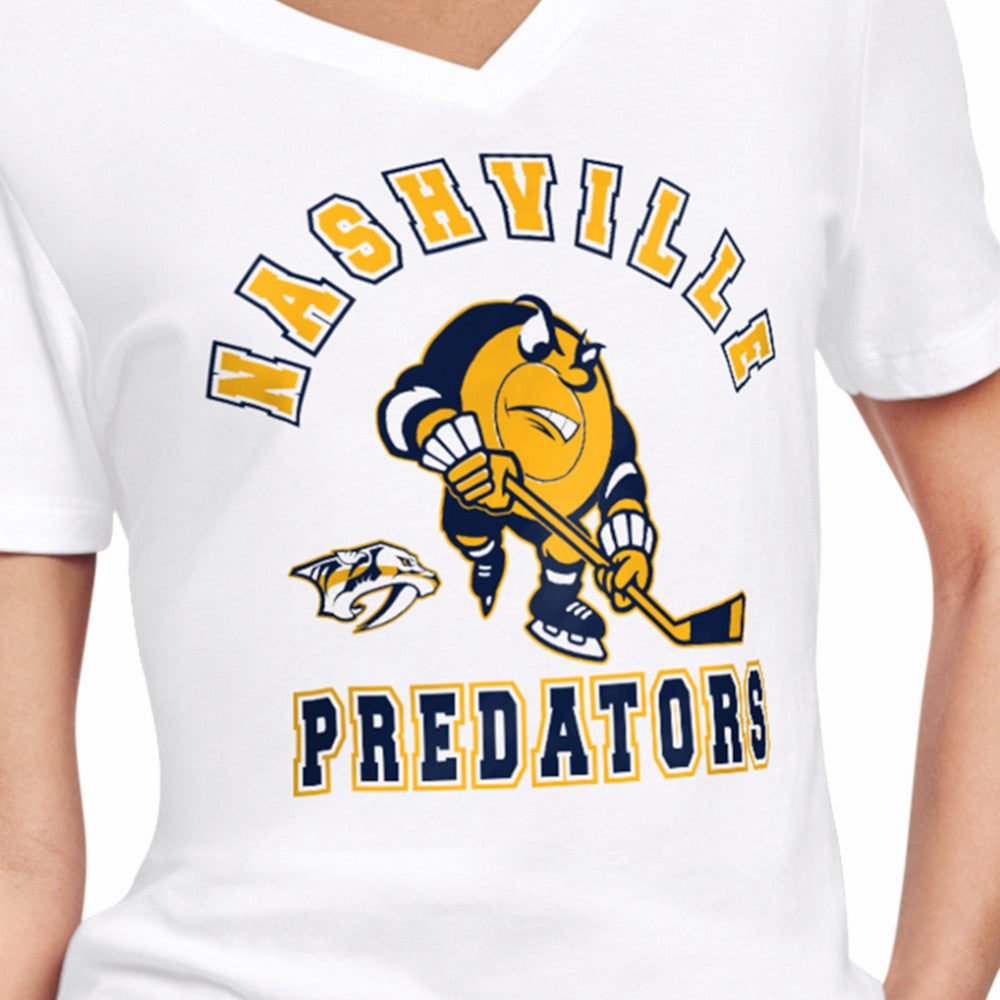 Nashville Predators Starter Women's Tough Puck T-Shirt - White T-shirts