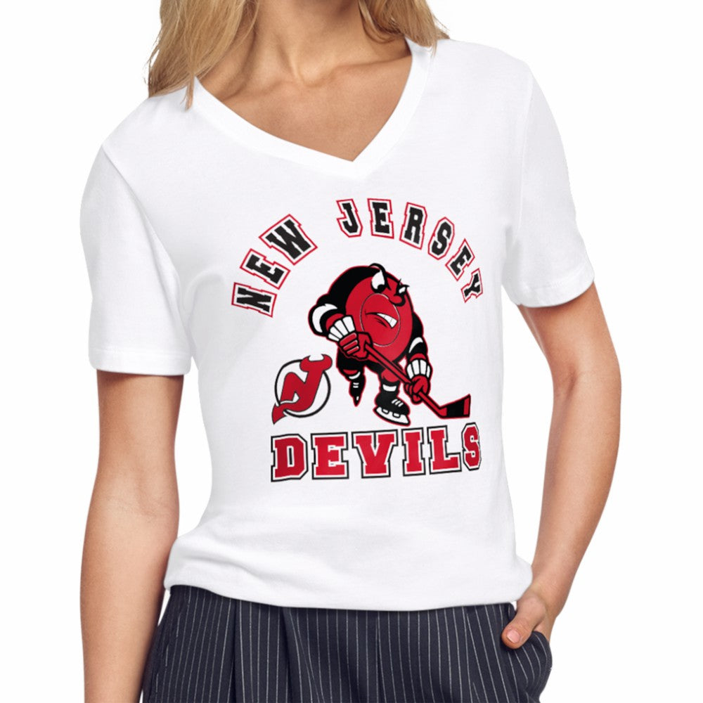 New Jersey Devils Starter Women's Tough Puck T-Shirt - White T-shirts