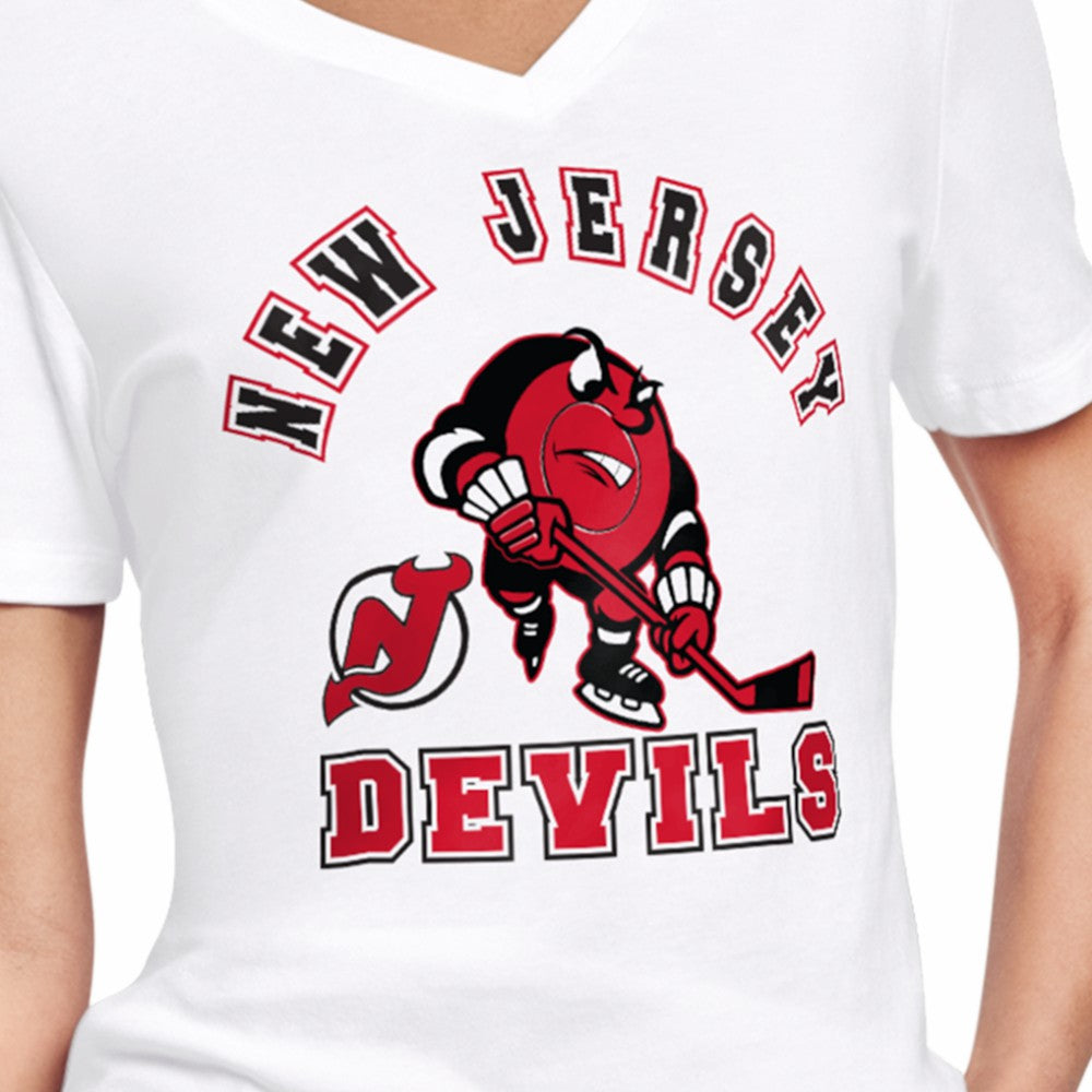 New Jersey Devils Starter Women's Tough Puck T-Shirt - White T-shirts