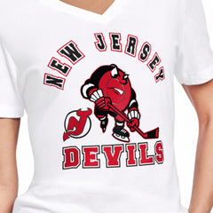 New Jersey Devils Starter Women's Tough Puck T-Shirt - White T-shirts