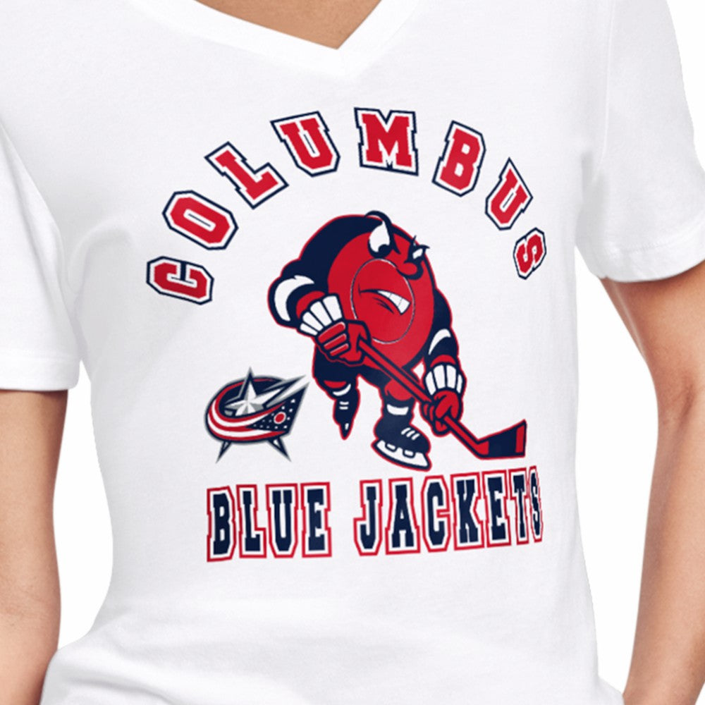 Columbus Blue Jackets Starter Women's Tough Puck T-Shirt - White T-shirts