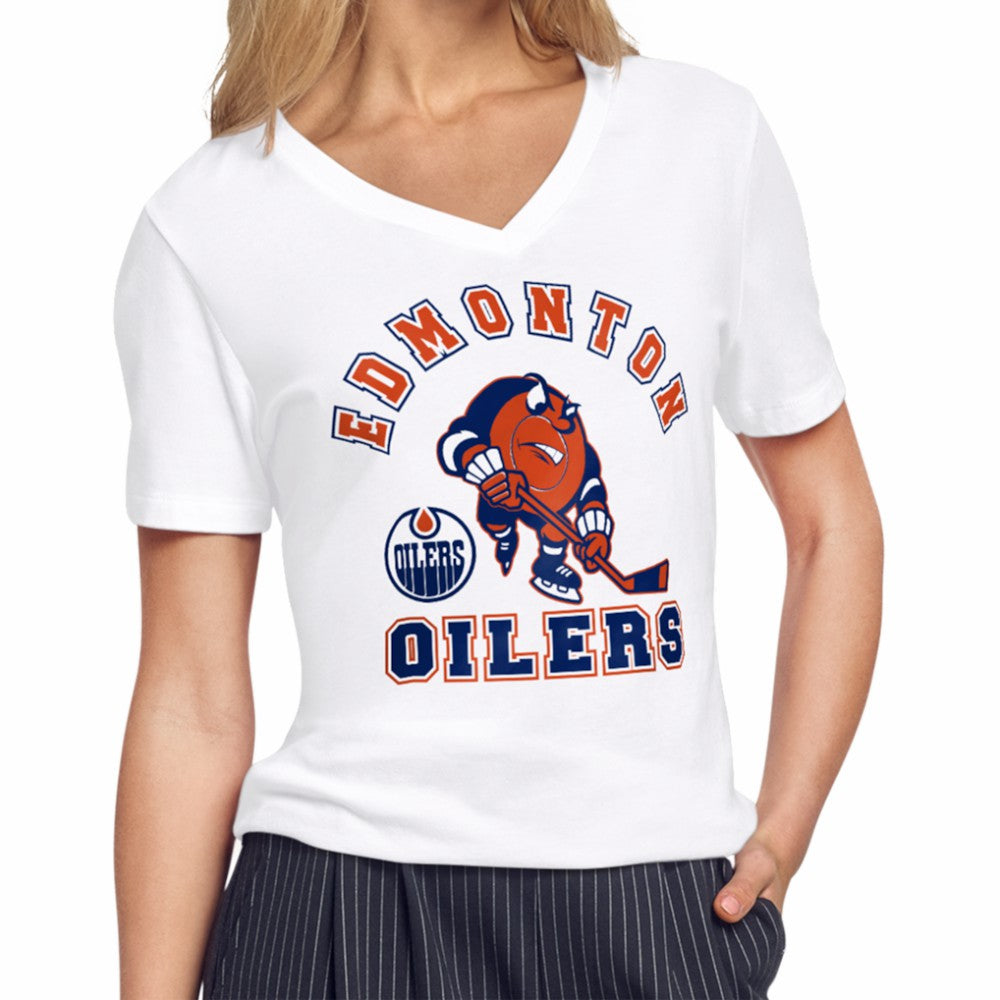 Edmonton Oilers Starter Women's Tough Puck T-Shirt - White T-shirts
