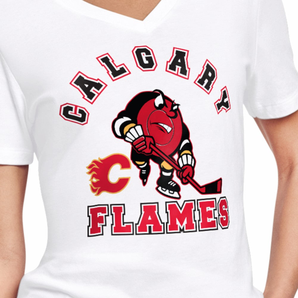 Calgary Flames Starter Women's Tough Puck T-Shirt - White T-shirts