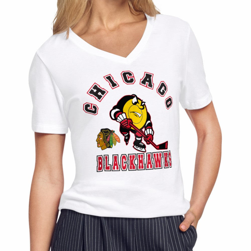 Chicago Blackhawks Starter Women's Tough Puck T-Shirt - White T-shirts