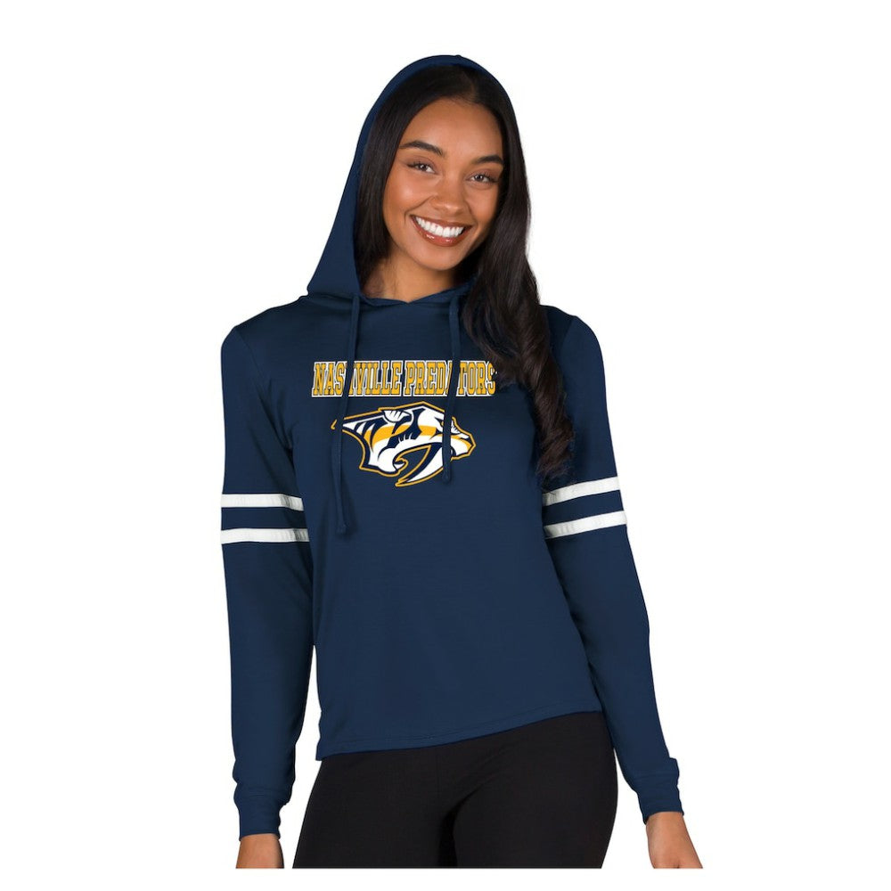 Nashville Predators Concepts Sport Women's Marathon Long-Sleeve Hooded T-Shirt - Navy T-shirts