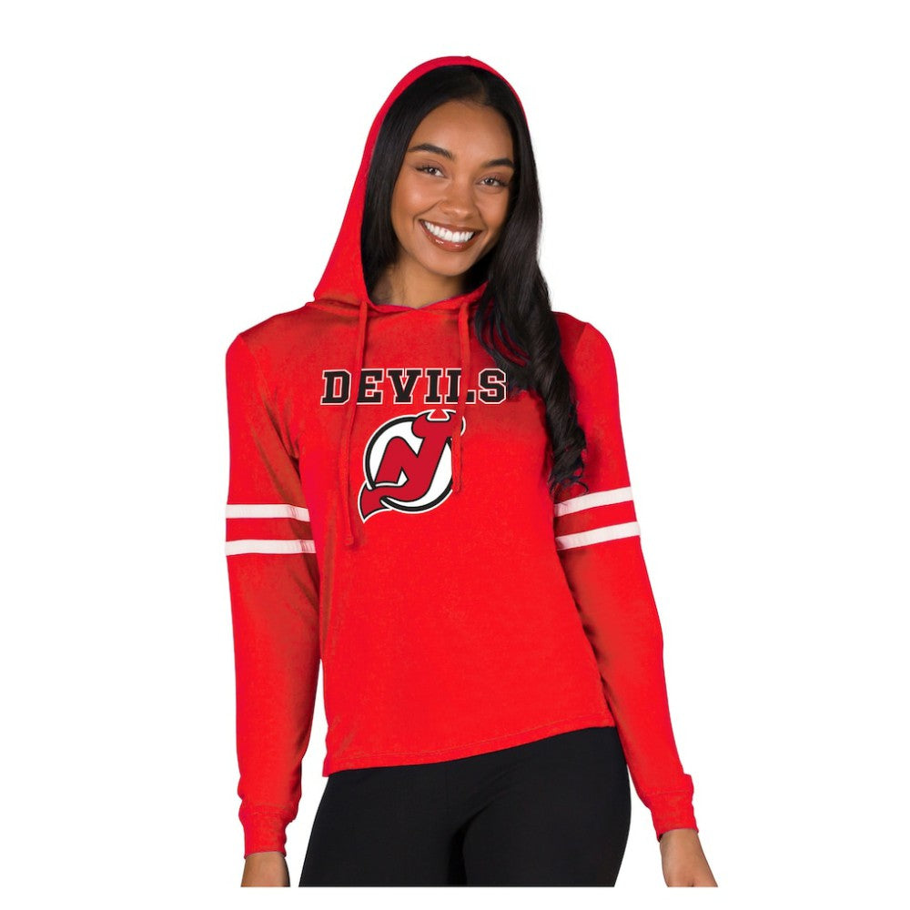 New Jersey Devils Concepts Sport Women's Marathon Long-Sleeve Hooded T-Shirt - Red T-shirts