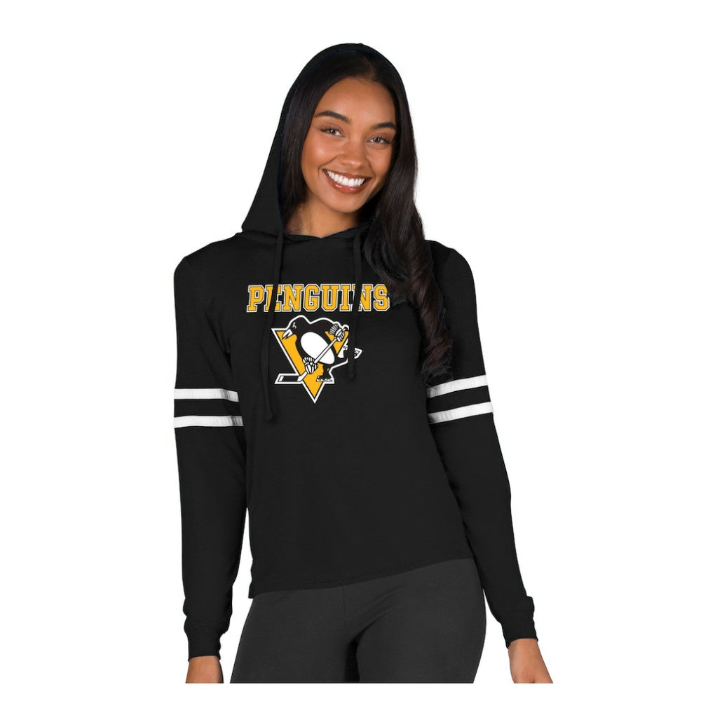 Pittsburgh Penguins Concepts Sport Women's Marathon Long-Sleeve Hooded T-Shirt - Black T-shirts