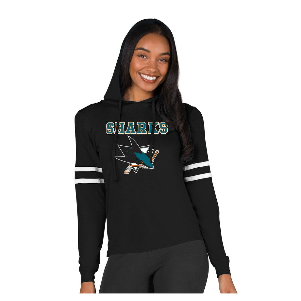 San Jose Sharks Concepts Sport Women's Marathon Long-Sleeve Hooded T-Shirt - Black T-shirts
