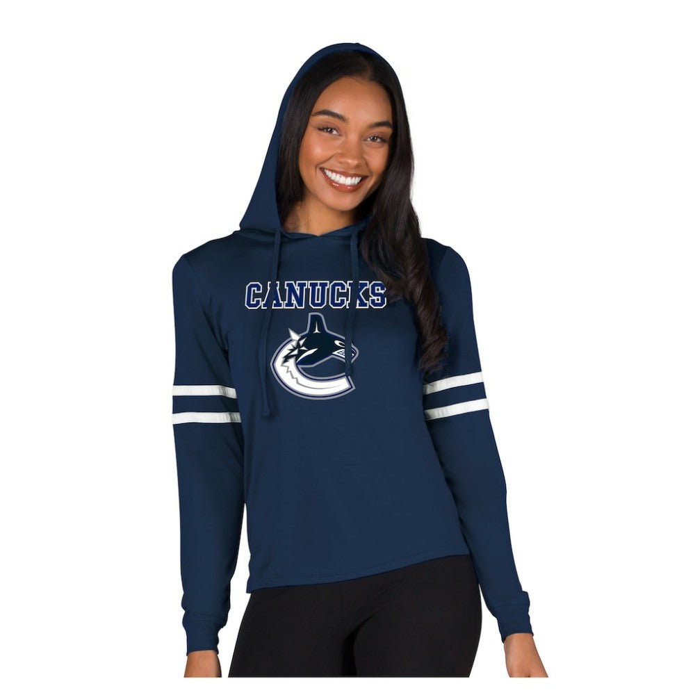 Vancouver Canucks Concepts Sport Women's Marathon Long-Sleeve Hooded T-Shirt - Navy T-shirts