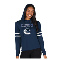 Vancouver Canucks Concepts Sport Women's Marathon Long-Sleeve Hooded T-Shirt - Navy T-shirts