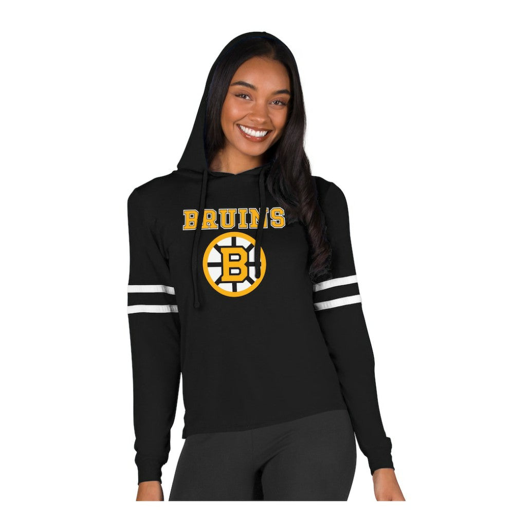 Boston Bruins Concepts Sport Women's Marathon Long-Sleeve Hooded T-Shirt - Black T-shirts