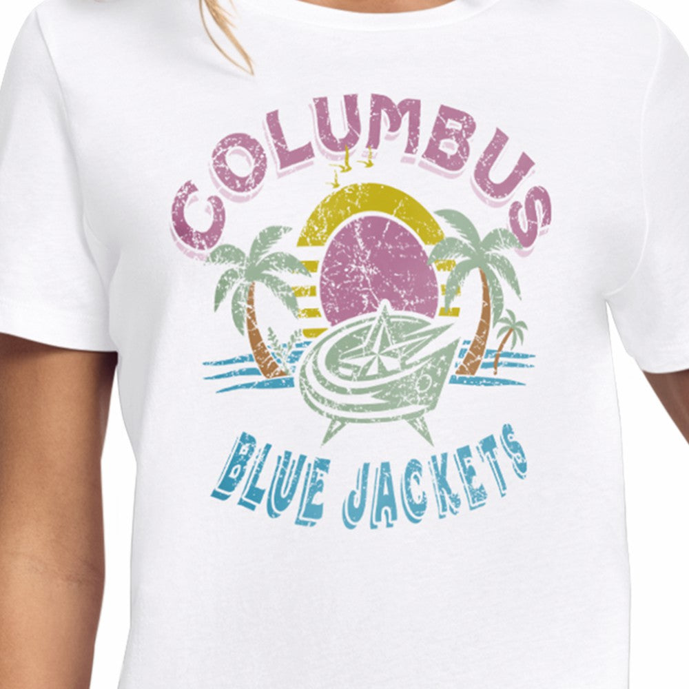 Columbus Blue Jackets Starter Women's Tonal Beach T-Shirt - White T-shirts