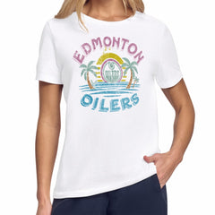Edmonton Oilers Starter Women's Tonal Beach T-Shirt - White T-shirts