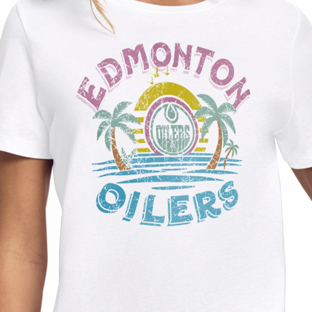 Edmonton Oilers Starter Women's Tonal Beach T-Shirt - White T-shirts