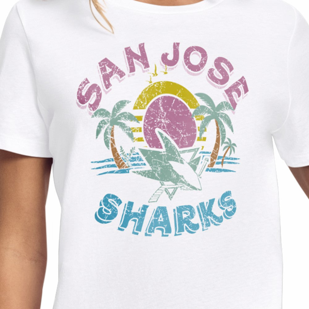 San Jose Sharks Starter Women's Tonal Beach T-Shirt - White T-shirts