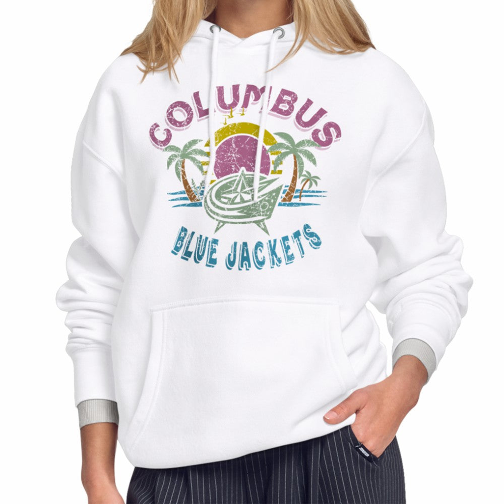 Columbus Blue Jackets Starter Women's Tonal Beach Hoodie - White Hoodies