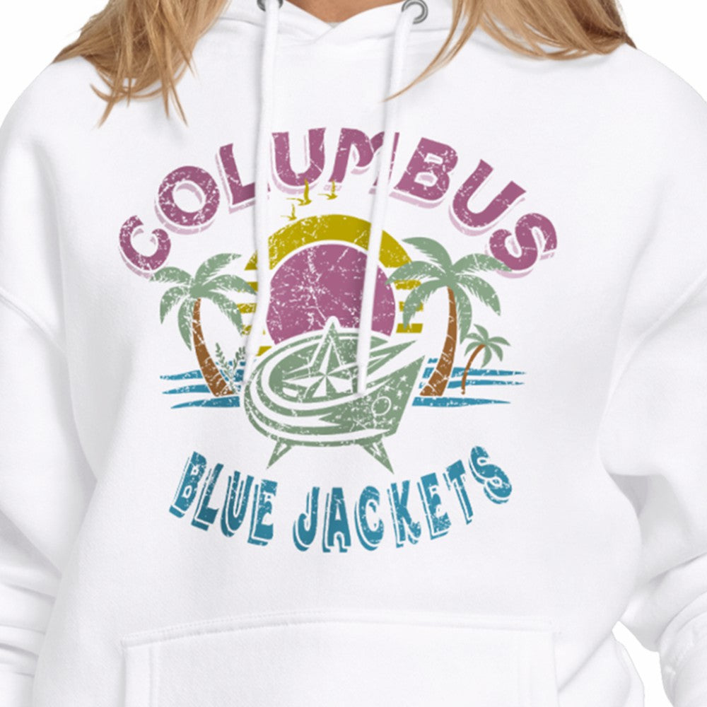 Columbus Blue Jackets Starter Women's Tonal Beach Hoodie - White Hoodies