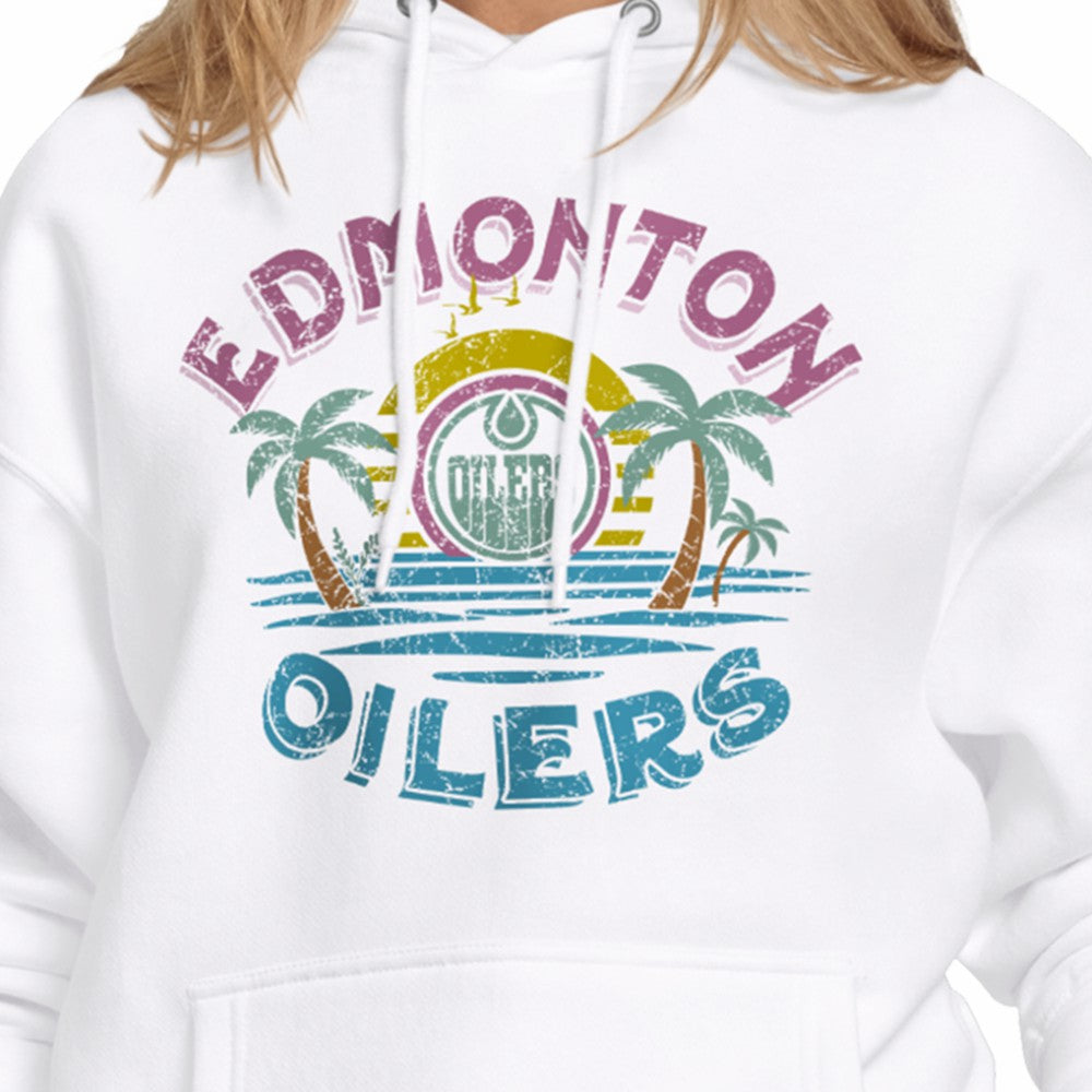 Edmonton Oilers Starter Women's Tonal Beach Hoodie - White Hoodies