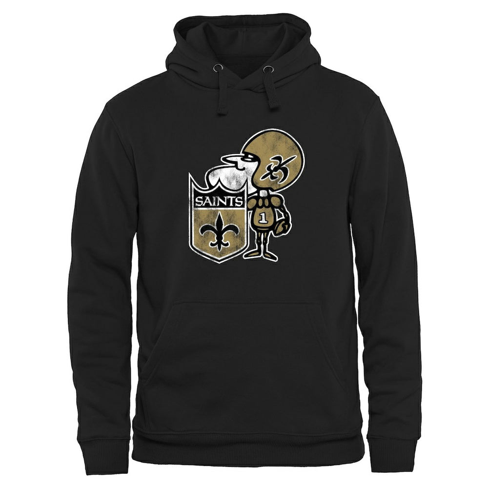 New Orleans Saints Throwback Logo Pullover Hoodie - Black on sale