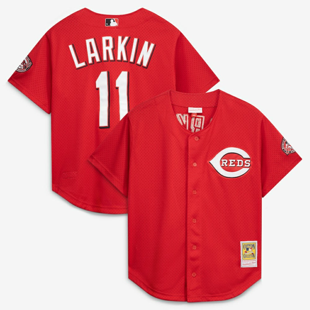 Barry Larkin Cincinnati Reds Throwback Cooperstown Mesh Batting Practice Jersey Red