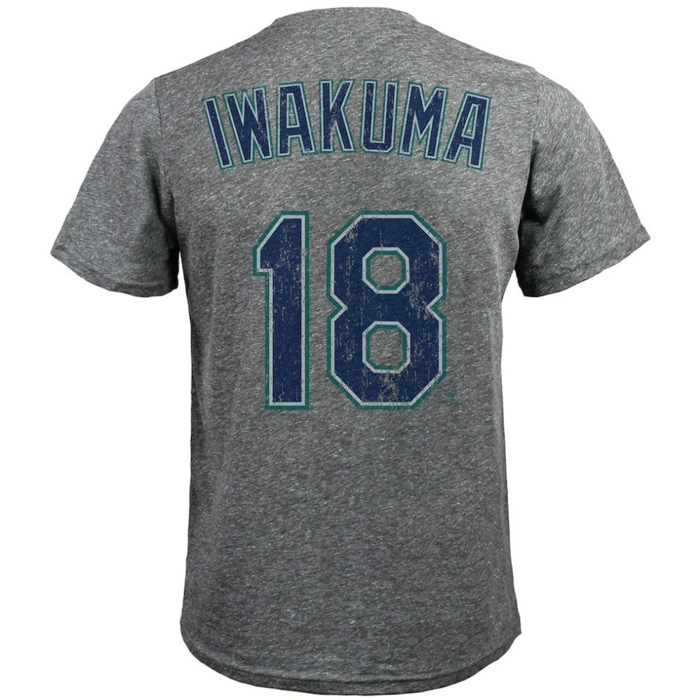 Hisashi Iwakuma Seattle Mariners Majestic Threads Premium Tri-Blend Name & Number T-Shirt Gray