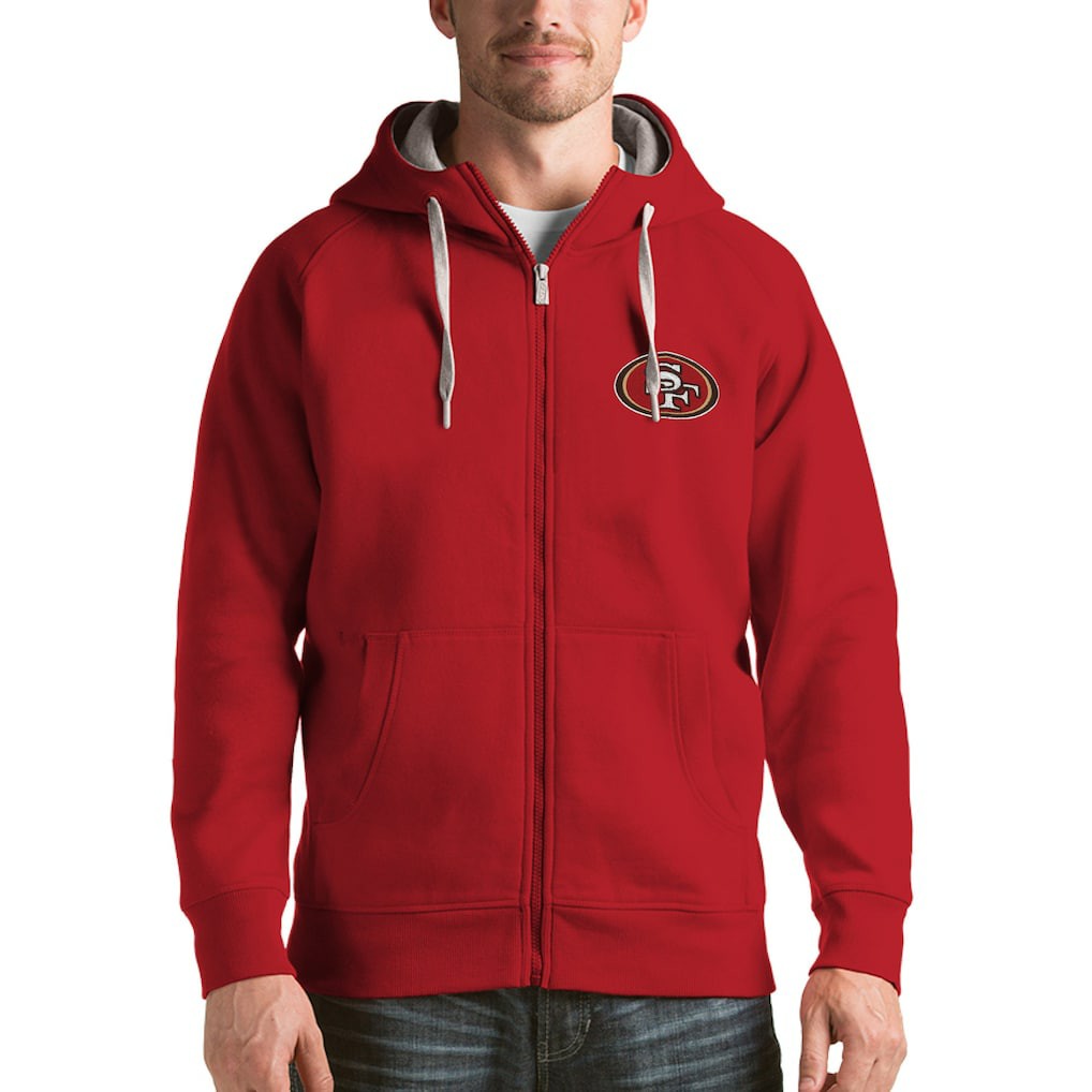 San Francisco 49ers Antigua Victory Full-Zip Hoodie - Scarlet on sale