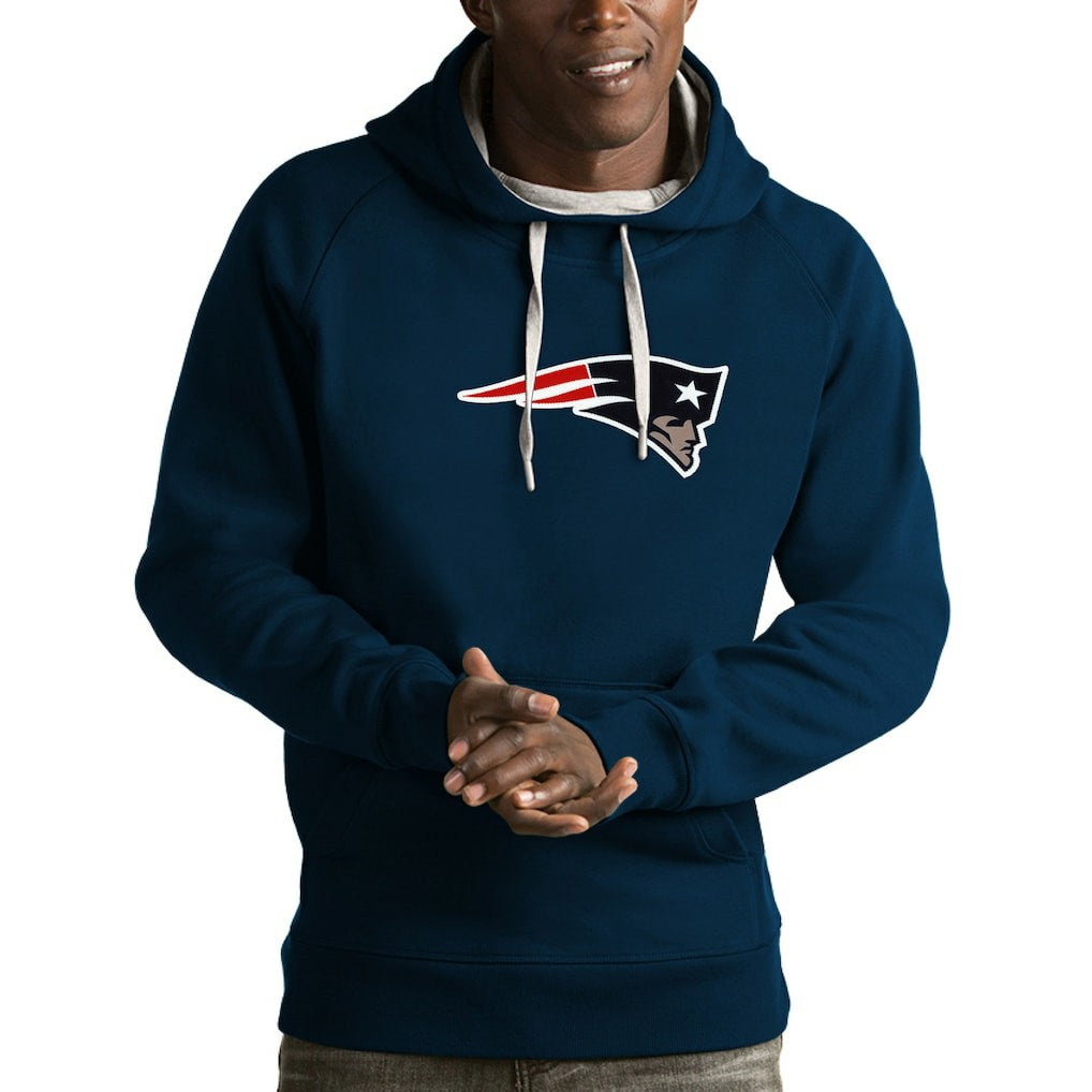 New England Patriots Antigua Victory Pullover Hoodie - Navy on sale