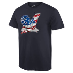 Milwaukee Brewers Memorial Day Banner Wave Logo T-Shirt Navy