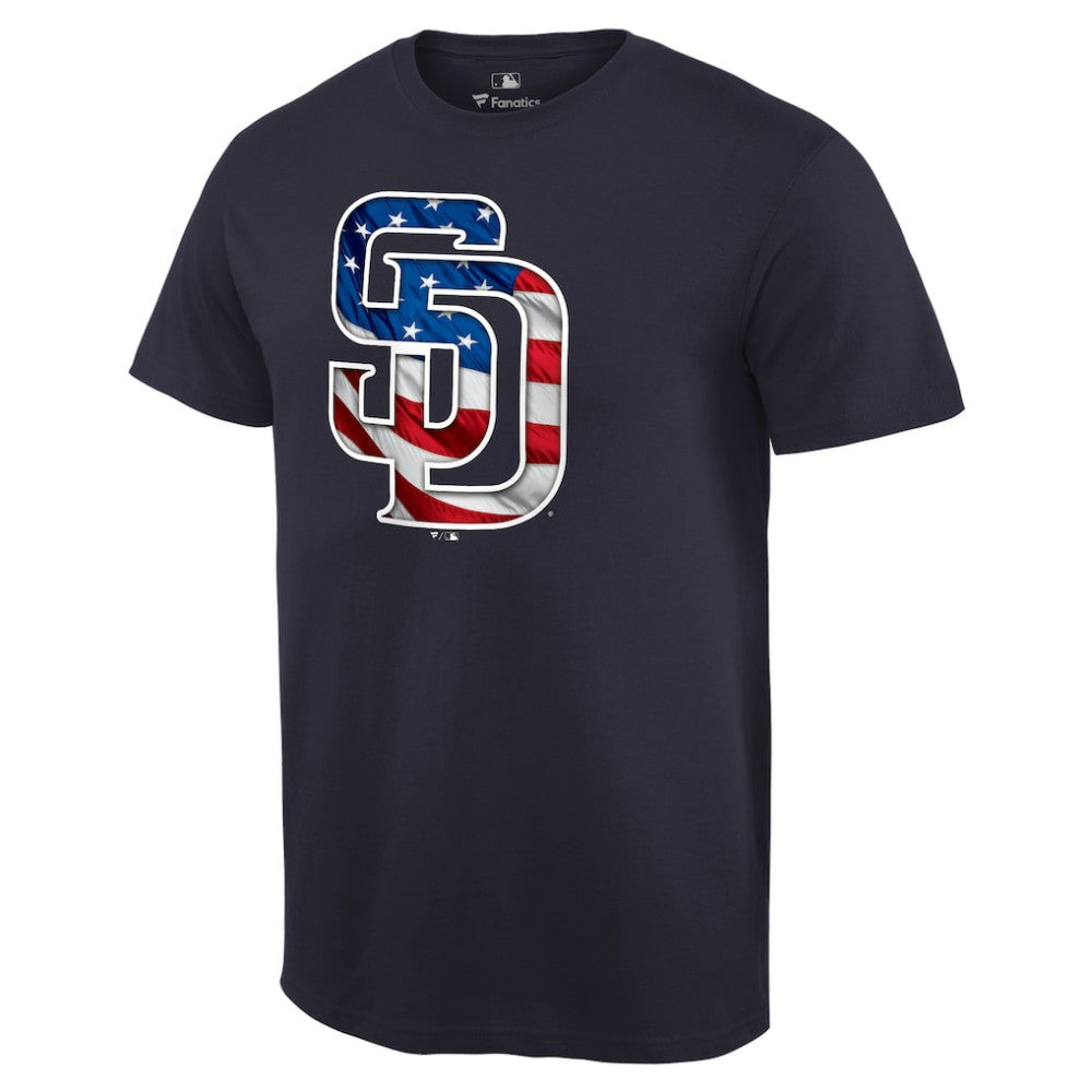 San Diego Padres Memorial Day Banner Wave Logo T-Shirt Navy