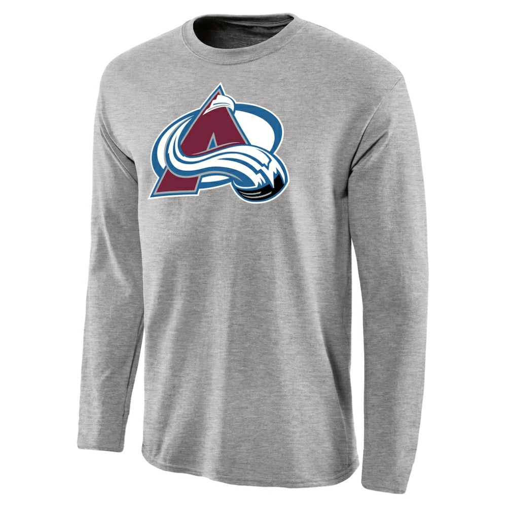 Colorado Avalanche Team Primary Logo Long Sleeve T-Shirt - Ash T-shirts