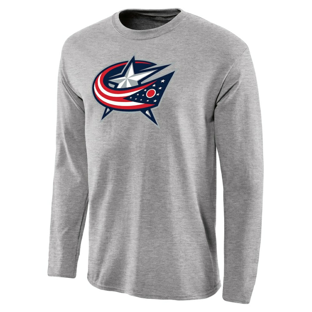 Columbus Blue Jackets Team Primary Logo Long Sleeve T-Shirt - Ash T-shirts
