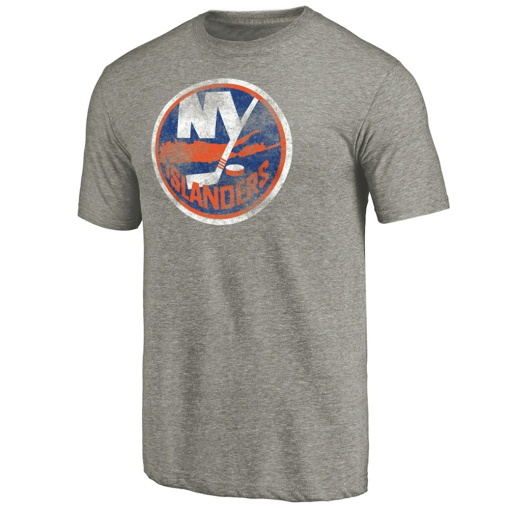 New York Islanders Distressed Team Logo Tri-Blend T-Shirt - Ash T-shirts